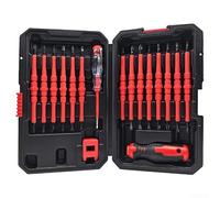 EasyByMall Jeu de tournevis isolés 31 pièces Kit d'outils électriques avec stylo de test Poignée antidérapante pour montage de meubles