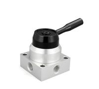 EasyByMall Vanne manuelle pneumatique K34R6-8, interrupteur de recul manuel à 3 positions, 4 voies, vanne de contrôle d'air en aluminium pour machines d'automatisation