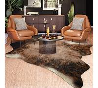 Easycozy Grand tapis en cuir de vache synthétique imprimé - 1,6 x 1,9 m - Tapis élastique épais pour chambre à coucher, salon, bureau à domicile, décoration occidentale