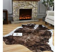 Easycozy Grand tapis en cuir de vache synthétique imprimé - 1,6 x 1,9 m - Tapis élastique épais pour chambre à coucher, salon, bureau à domicile, décoration occidentale