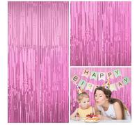 EASYKEENECOM Lot de 4 rideaux à paillettes, pour sapin de Noël, anniversaires, festivals, fêtes, décoration de scène (rose clair)
