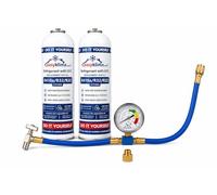 EasyKlima R410A R32 R22 Kit de recharge 2 x 400 g/725 ml 2x réfrigérant avec manomètre et adaptateur - Tuyau de service pour climatiseur split et pompe à chaleur