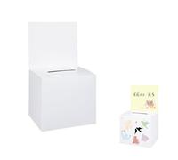 EASYLAVIE Urne Mariage Carton Urne pour Enveloppe et Cartes 23 * 23cm Blanc Boite de Enveloppe pour Mariage Anniversaire et Reuion Reception Boite de Cartes (blanc jeux)