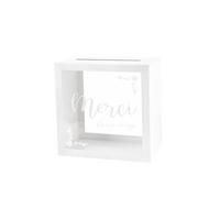 EASYLAVIE Urne Merci Blanc Urne Mariage Transparent Boite a Carte Reception Tirelire Enveloppe Pour Bapteme Anniversaire Donnation (blanc)