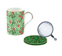Easylife - COFFRET TISANIERE EN PORCELAINE FILTRE INOX FLORAL FANTASY - EASYLIFE
