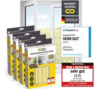 EASYmaxx Lot de 4 moustiquaires 150 x 130 cm blanc 12 fixations magnétiques pour fenêtres