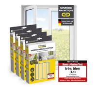 EASYmaxx Lot de 4 moustiquaires 110x130 cm blanc 12 fixations magnétiques pour fenêtres