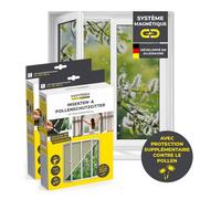 EASYmaxx Moustiquaire avec protection anti-polle lot de 2 150x180 cm noir 12 fixations magnétiques pour fenêtres