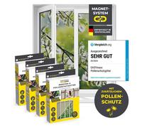 EASYmaxx Moustiquaire avec protection contre le pollen avec fixation magnétique pour la fenêtre - 150 x 130 cm - gris - set de 4 pièces