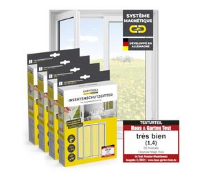 EASYmaxx Moustiquaire de fenêtre avec Fixation magnétique innovante | Moustiquaire jusqu'à 110x130 cm découpable Individuellement, Pas de perçage ni de vissage | Fixation avec 12 aimants [4 Pièces]