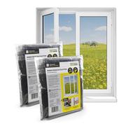 EASYmaxx Moustiquaire pour fenêtre avec bande auto-agrippante | Découpable jusqu’à 110 x 130 cm | Montage facile - sans percer ni visser | Filet anti-insectes autocollant - 2 Pièces [Noir]