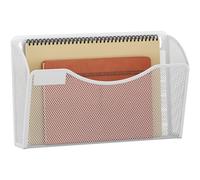 EasyPAG 1 Pochette Paysage Métal Porte Revue Mural Porte Document Suspendu A4 Organisateur de Bureau à Suspendre Banette de Rangement Corbeille a Courrier Murale avec Plaque d'étiquettes,Blanc