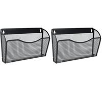 EasyPAG 1 Pochette Paysage Métal Porte Revue Mural Porte Document Suspendu A4 Organisateur de Bureau à Suspendre Banette de Rangement Range Papier Corbeille a Courrier Murale,Noir (Lot de 2)