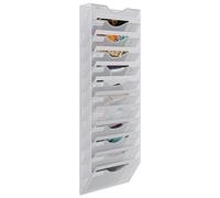 EasyPAG 12 Compartiments Métal Porte Revue Mural Porte Document Suspendu A4 Organisateur de Bureau à Suspendre Banette de Rangement Range Papier Corbeille a Courrier Murale,Blanc