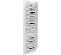 EasyPAG 14 Compartiments Métal Porte Revue Mural Porte Document Suspendu A4 Organisateur de Bureau à Suspendre Banette de Rangement Range Papier Corbeille a Courrier Murale,Blanc