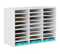 EasyPAG 27 Compartiments Bois Corbeilles à Courrier A4 Banette de Rangement Bureau Porte Revue Organisateur de Magazine Range Document Bannette Papier,Blanc