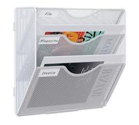 EasyPAG 3 Compartiments Assembler Métal Porte Revue Mural Porte Document Suspendu A4 Organisateur de Bureau à Suspendre Banette de Rangement Range Papier Corbeille a Courrier Murale,Blanc