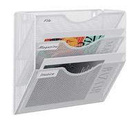 EasyPAG 3 Compartiments Métal Porte Revue Mural Porte Document Suspendu A4 Organisateur de Bureau à Suspendre Banette de Rangement Range Papier Corbeille a Courrier Murale,Blanc