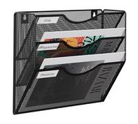 EasyPAG 3 Compartiments Métal Porte Revue Mural Porte Document Suspendu A4 Organisateur de Bureau à Suspendre Banette de Rangement Range Papier Corbeille a Courrier Murale,Noir