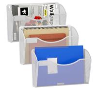 EasyPAG 3 Pochette Paysage Métal Porte Revue Mural Porte Document Suspendu A4 Organisateur de Bureau à Suspendre Banette de Rangement Corbeille a Courrier Murale avec Plaque d'étiquettes,Blanc