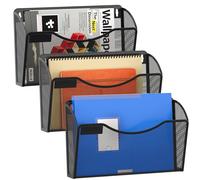 EasyPAG 3 Pochette Paysage Métal Porte Revue Mural Porte Document Suspendu A4 Organisateur de Bureau à Suspendre Banette de Rangement Corbeille a Courrier Murale avec Plaque d'étiquettes,Noir