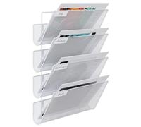 EasyPAG 4 Compartiments Assembler Métal Maille A4 Porte Document Mural Porte Revue Suspendu Organisateur de Bureau à Suspendre Banette de Rangement Range Papier Corbeille a Courrier Murale,Blanc