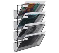 EasyPAG 4 Compartiments Assembler Métal Maille A4 Porte Document Mural Porte Revue Suspendu Organisateur de Bureau à Suspendre Banette de Rangement Range Papier Corbeille a Courrier Murale,Noir