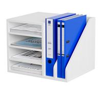EasyPAG 6 Compartiments Bois Corbeilles à Courrier A4 Banette de Rangement Bureau Porte Revue Organisateur de Magazine Range Document Bannette Papier,Blanc