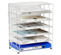 EasyPAG 6 Compartiments Métal Corbeilles à Courrier A4 Banette de Rangement Bureau Porte Revue Organisateur de Magazine Range Document Bannette Papier,Blanc