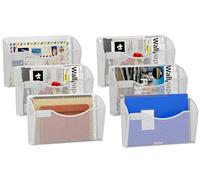 EasyPAG 6 Pochette Paysage Métal Porte Revue Mural Porte Document Suspendu A4 Organisateur de Bureau à Suspendre Banette de Rangement Corbeille a Courrier Murale avec Plaque d'étiquettes,Blanc