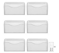EasyPAG 6 Pochette Paysage Métal Porte Revue Mural Porte Document Suspendu A4 Organisateur de Bureau à Suspendre Banette de Rangement Range Papier Corbeille a Courrier Murale,Blanc