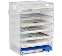 EasyPAG 7 Compartiments Métal Corbeilles à Courrier A4 Banette de Rangement Bureau Porte Revue Organisateur de Magazine Range Document Bannette Papier,Blanc
