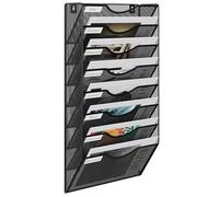 EasyPAG 8 Compartiments Métal Porte Revue Mural Porte Document Suspendu A4 Organisateur de Bureau à Suspendre Banette de Rangement Range Papier Corbeille a Courrier Murale,Noir