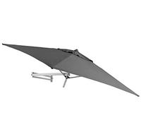 EASYSOL Parasol Mural Déporté Extérieur - Carré 200x200cm - Pour Terrasse, Balcon et Jardin - avec Support Mural - Télescopique et Inclinable - Aluminium et Polyester - Gris