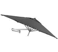 EASYSOL Parasol Mural Déporté Extérieur - Pour Terrasse, Balcon et Jardin - Télescopique et Inclinable - Aluminium et Polyester - Ronde 250cm - Gris