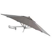 EASYSOL Parasol Mural Déporté Extérieur - Ronde 250cm Hexagonal - Pour Terrasse, Balcon et Jardin - avec Support Mural - Télescopique et Inclinable - Aluminium et Polyester - Taupe