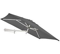 EASYSOL Parasol Mural en Aluminium, Rectangulaire 200 x 140 cm, Déporté inclinable avec Support Mural, pour Balcon ou Terrasse, Gris foncé