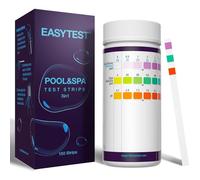 EASYTEST 3 en 1 Testeur Piscine pour Eau de Piscine et Spa 150 Test durete d'eau pour Tester Chlore Libre, Le Brome L'alcalinité Totale et pH