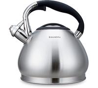 Easyworkz Bouilloire sifflante en acier inoxydable de qualité alimentaire avec sifflet puissant, 2,3 l, argenté