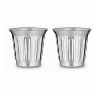 Easyworkz Lot de 2 tasses à expresso à double paroi en acier inoxydable, 150 ml, motif rayures verticales, argent brossé