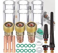 EATBALE 29 pièces Torche de soudage TIG Stubby Gas Lens #10 pour kit de tasse en verre pour Pyrex pour WP-17/18/26 Kit d'accessoires de torche de soudage TIG, corps de pinces, pinces, tasse arrière