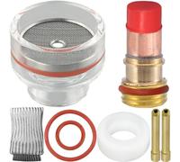 EATBALE Kit Coupe en Verre Torche de Soudage pour TIG-17/18 / 26 Gaz Len 2.4 mm Collet Chuck Body Rubber Gaskets Cup Seal Finger Cot Argon Arc Welding Gun Consumables Accessories Kit