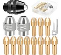 EATBALE Mandrin de perceuse sans clé Pince de serrage Écrou pour Dremel 3000 4000 7700 8200 Pince de serrage en laiton 4485 Mandrin de perçage 4486 (0,5-3,2 mm) Pièces de rechange Kit d'accessoires