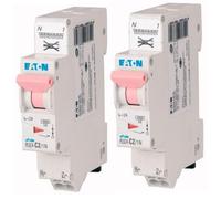 EATON 109125 PLGC4-C2/1N - DISJONCTEUR MODULAIRE PH/N - Blanc - MANETTE ROSE - 1P+N / 2 A - COURBE C - Raccordement direct sans vis - 2 disjoncteurs