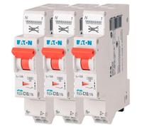 EATON 109128 PLGC4-C10/1N - DISJONCTEUR MODULAIRE PH/N - Blanc - MANETTE ORANGE - 1P+N / 10 A - COURBE C - Raccordement direct sans vis - 3 disjoncteurs