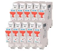 EATON 109128 PLGC4-C10/1N - DISJONCTEUR MODULAIRE PH/N - Blanc - MANETTE ORANGE - 1P+N / 10 A - COURBE C - Raccordement direct sans vis - 10 disjoncteurs