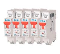 EATON 109128 PLGC4-C10/1N - DISJONCTEUR MODULAIRE PH/N - Blanc - MANETTE ORANGE - 1P+N / 10 A - COURBE C - Raccordement direct sans vis - 5 disjoncteurs