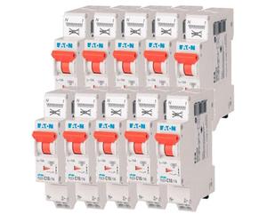 EATON 109128 PLGC4-C10/1N - DISJONCTEUR MODULAIRE PH/N - Blanc - MANETTE ORANGE - 1P+N / 10 A - COURBE C - Raccordement direct sans vis - 10 disjoncteurs
