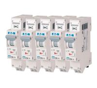 EATON 109130 PLGC4-C16/1N - DISJONCTEUR MODULAIRE PH/N - Blanc - MANETTE GRISE - 1P+N / 16 A - COURBE C - Raccordement direct sans vis - 5 disjoncteurs