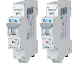 EATON 109130 PLGC4-C16/1N - DISJONCTEUR MODULAIRE PH/N - Blanc - MANETTE GRISE - 1P+N / 16 A - COURBE C - Raccordement direct sans vis (Lot de 2)